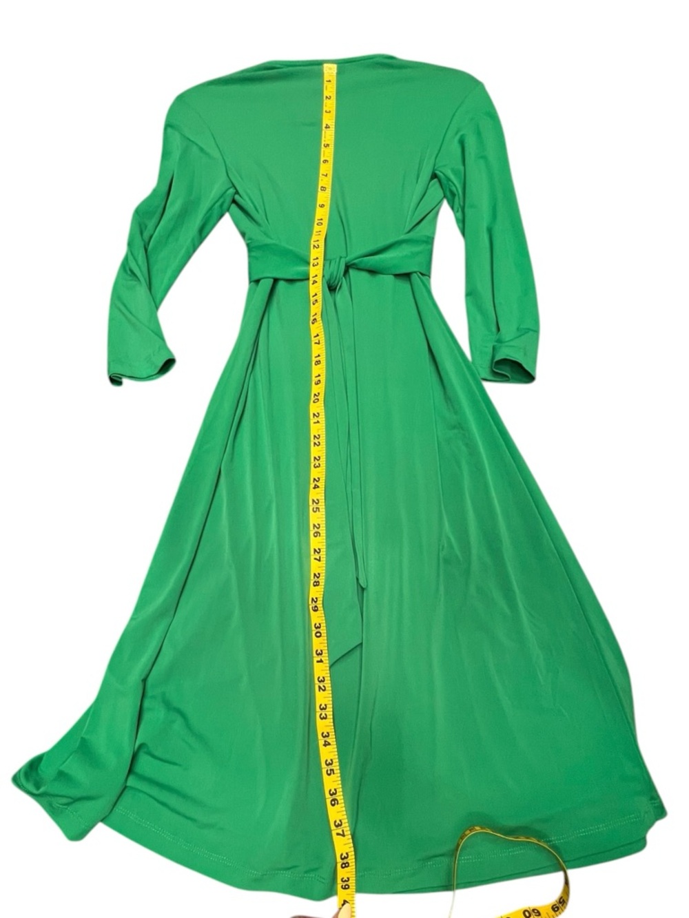 Olian Emerald Green V Neck Dress Long Sleeve Empire Waist Midi XS - Picture 9 of 10